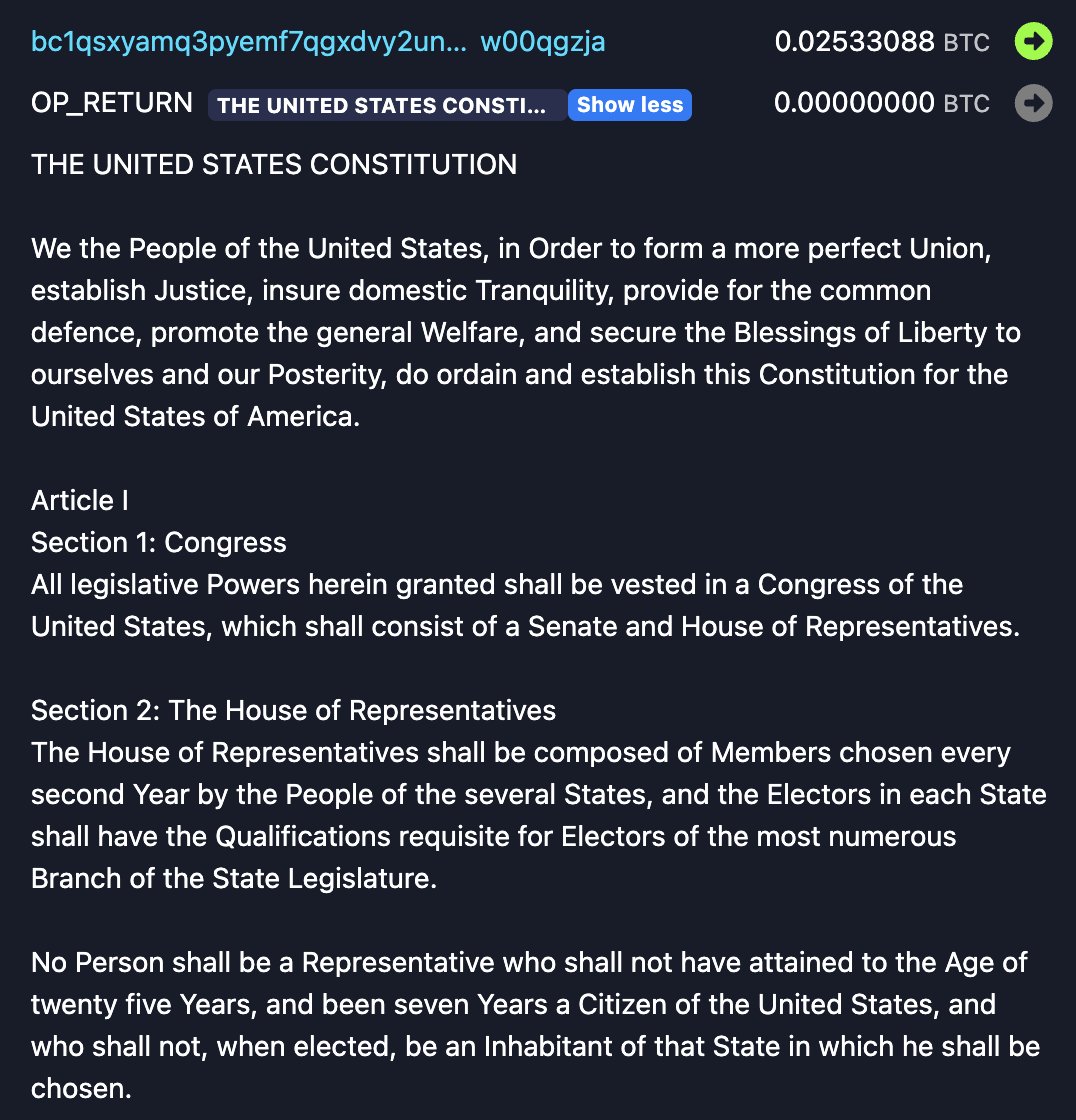 U.S. Constitution Moves On-Chain