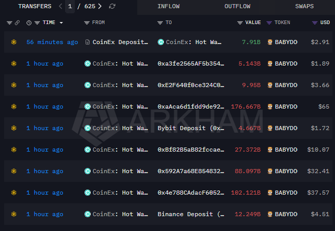 BabyDoge Withdrawals from CoinEx